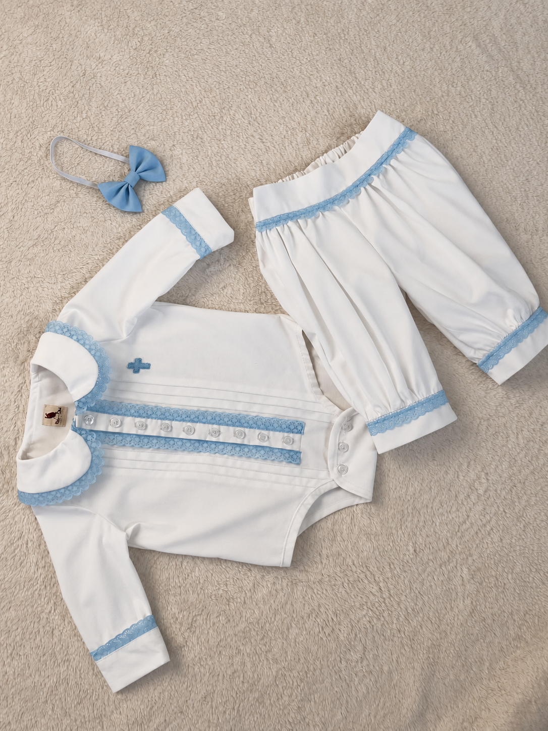 Traje de bautizo para niño manga larga