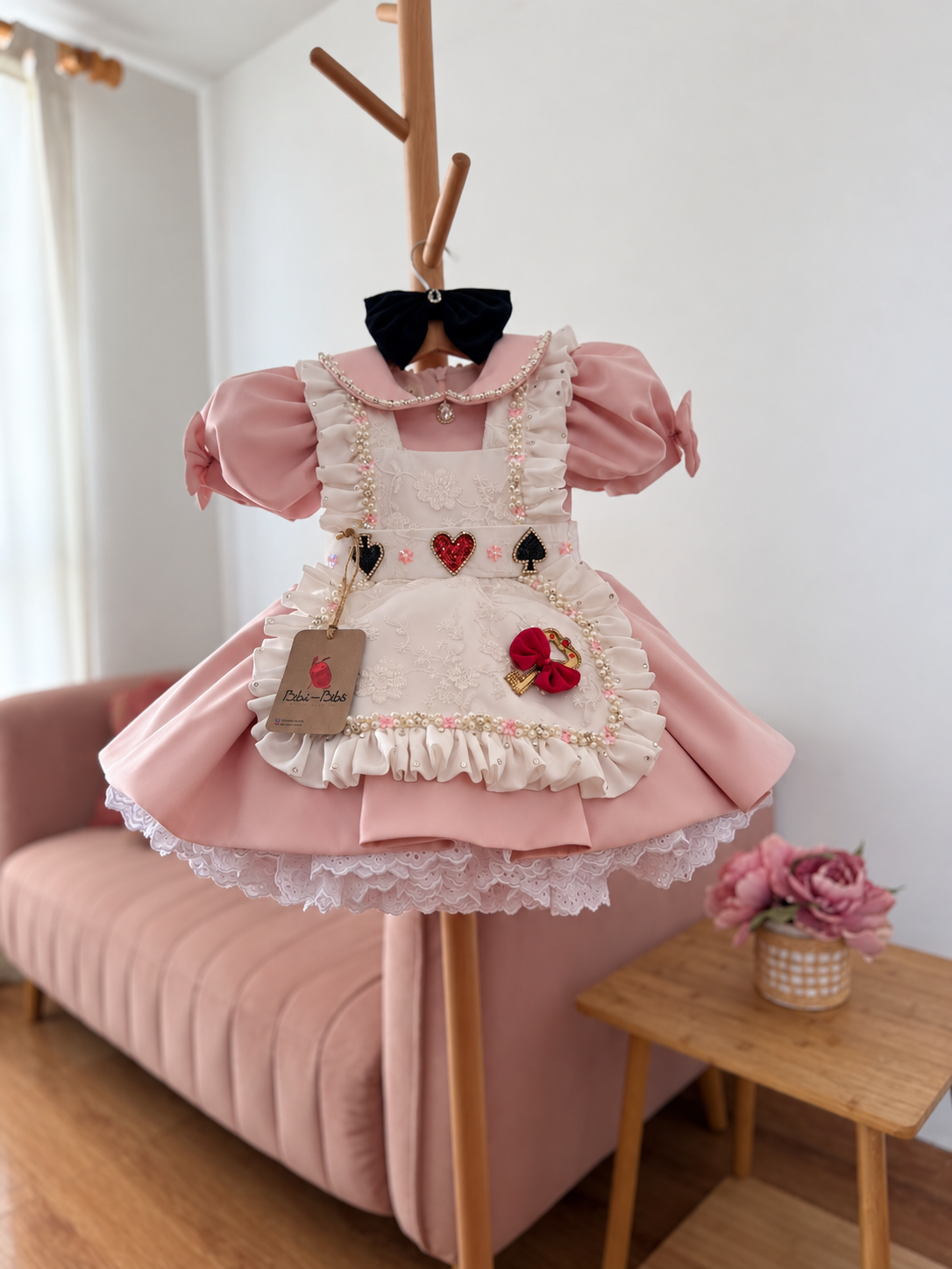 Vestido alicia en el pais de las maravillas rosado bebe