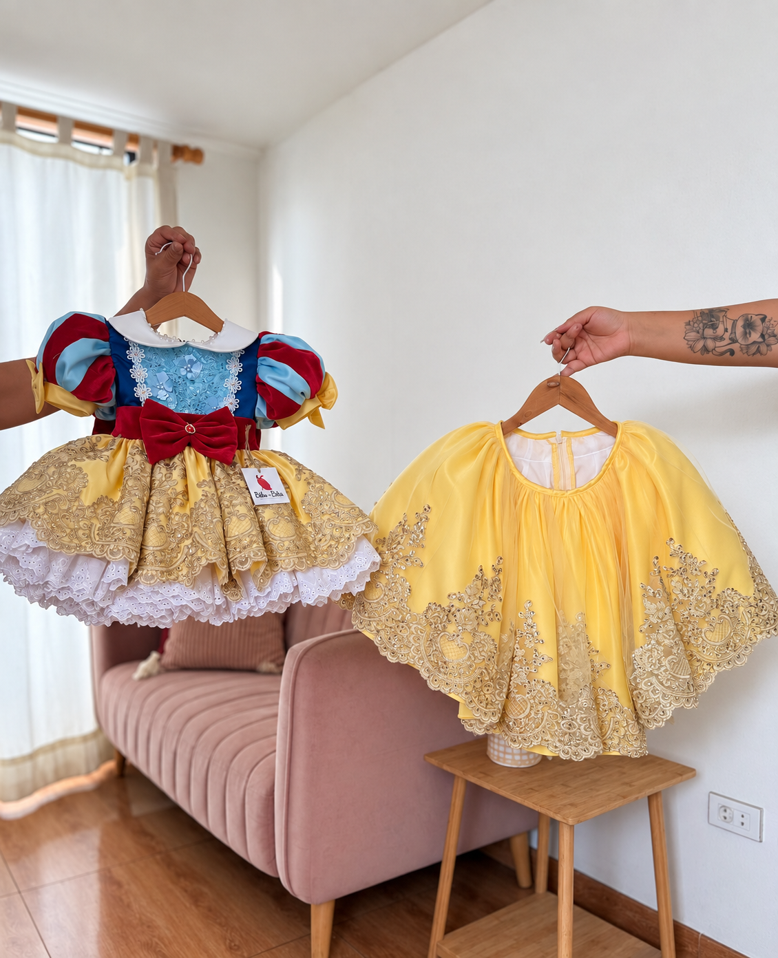 Vestido blanca nieves 2 en 1 amarillo fuerte