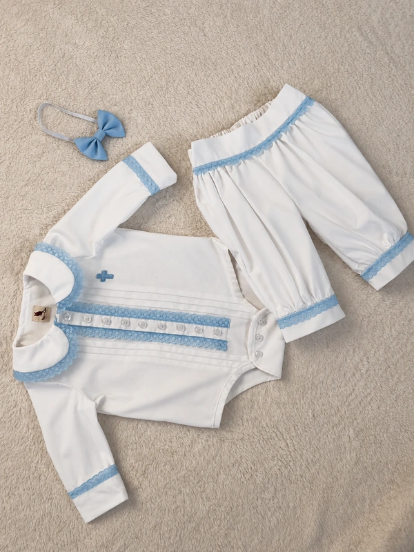 Traje de bautizo para niño manga larga