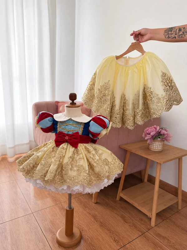 Vestido 2 blancanieves 2 en 1 color amarillo pastel