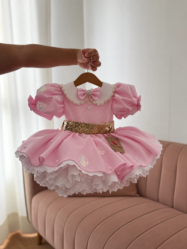 Vestido minnie rosa bebe