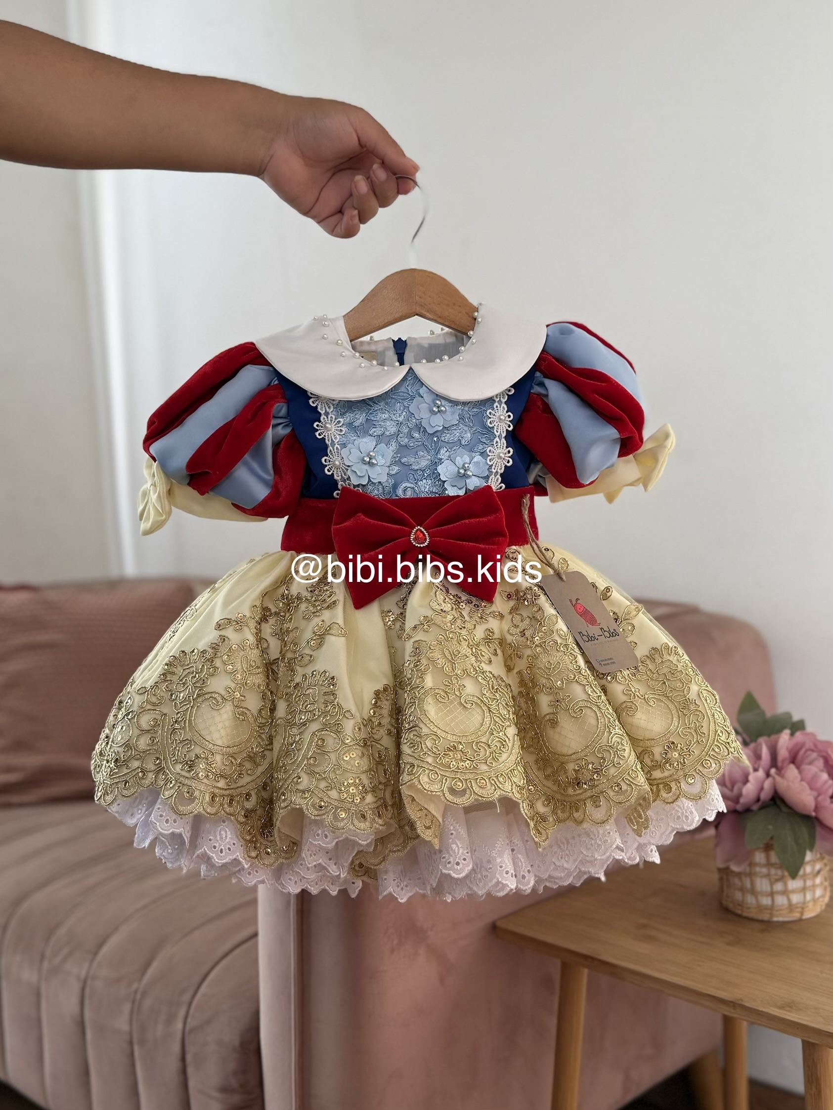 Vestido blancanieves corto amarillo bebe
